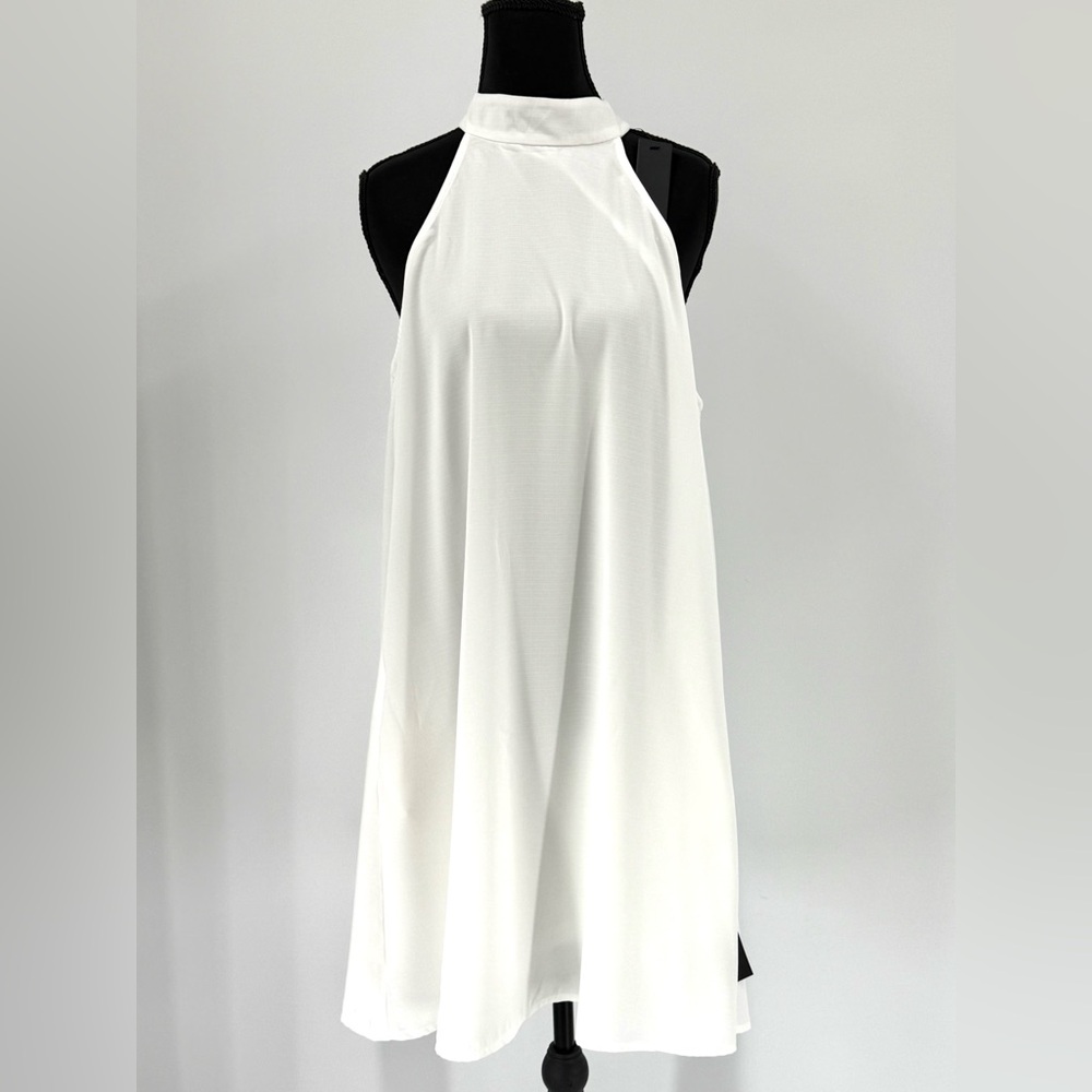 Lulus Love of Mine White Halter Mini Midi Swing Dress, Size L,‎ NWT - Picture 5 of 15